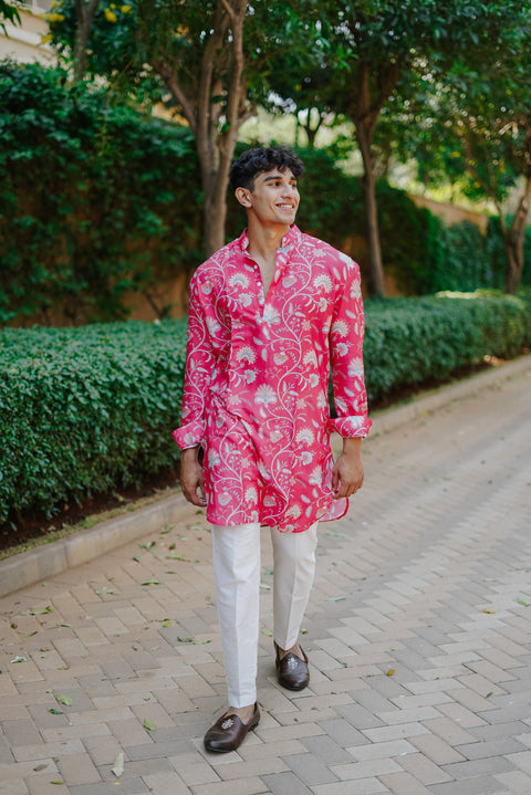 Jewelled Pink Kurta and Bandi