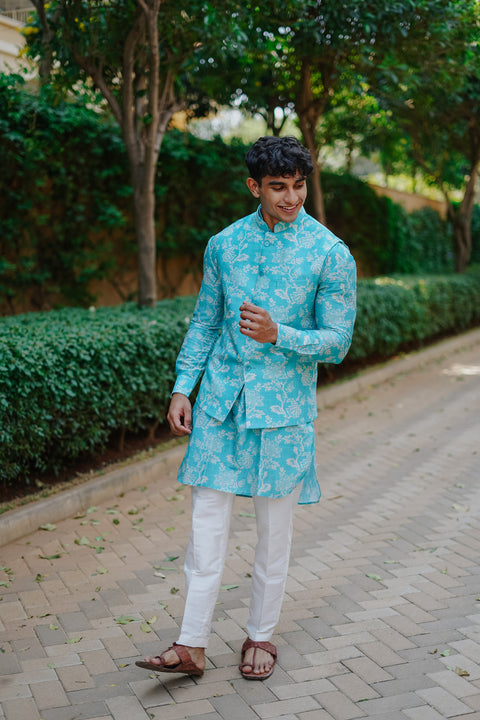 Mint Green Kurta and Bandi