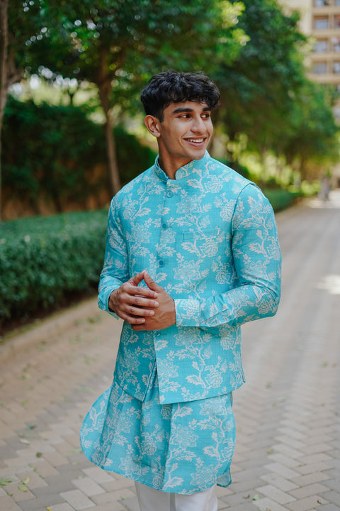 Mint Green Kurta and Bandi