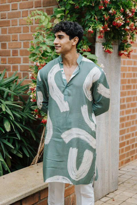 Sage Green Modern Art Kurta