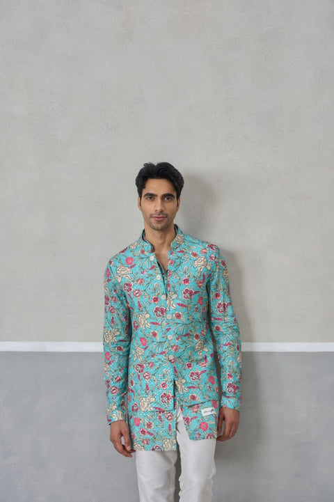 The Aqua Bloomscape Kurta & Bandi