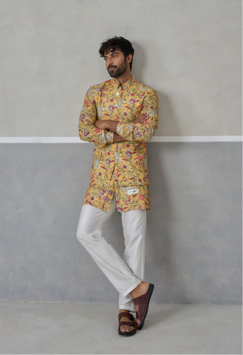 The Yellow Bloomscape Kurta & Bandi