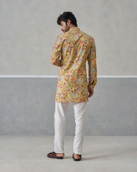 The Yellow Bloomscape Kurta & Bandi
