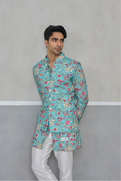 The Aqua Bloomscape Kurta & Bandi