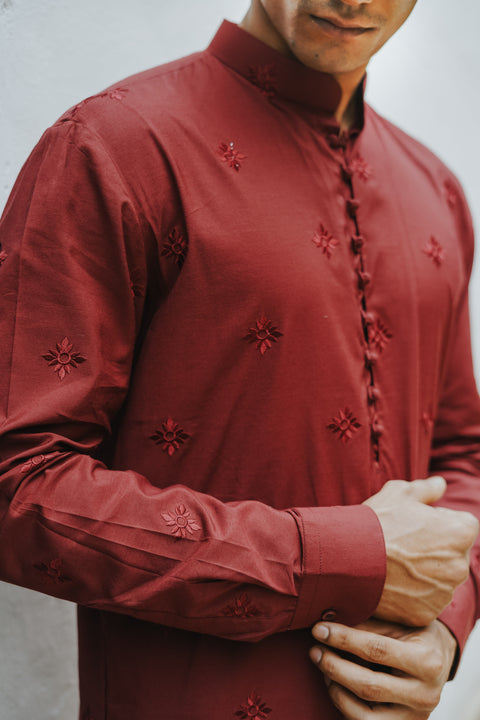 The Classic Maroon Kurta and Bandi