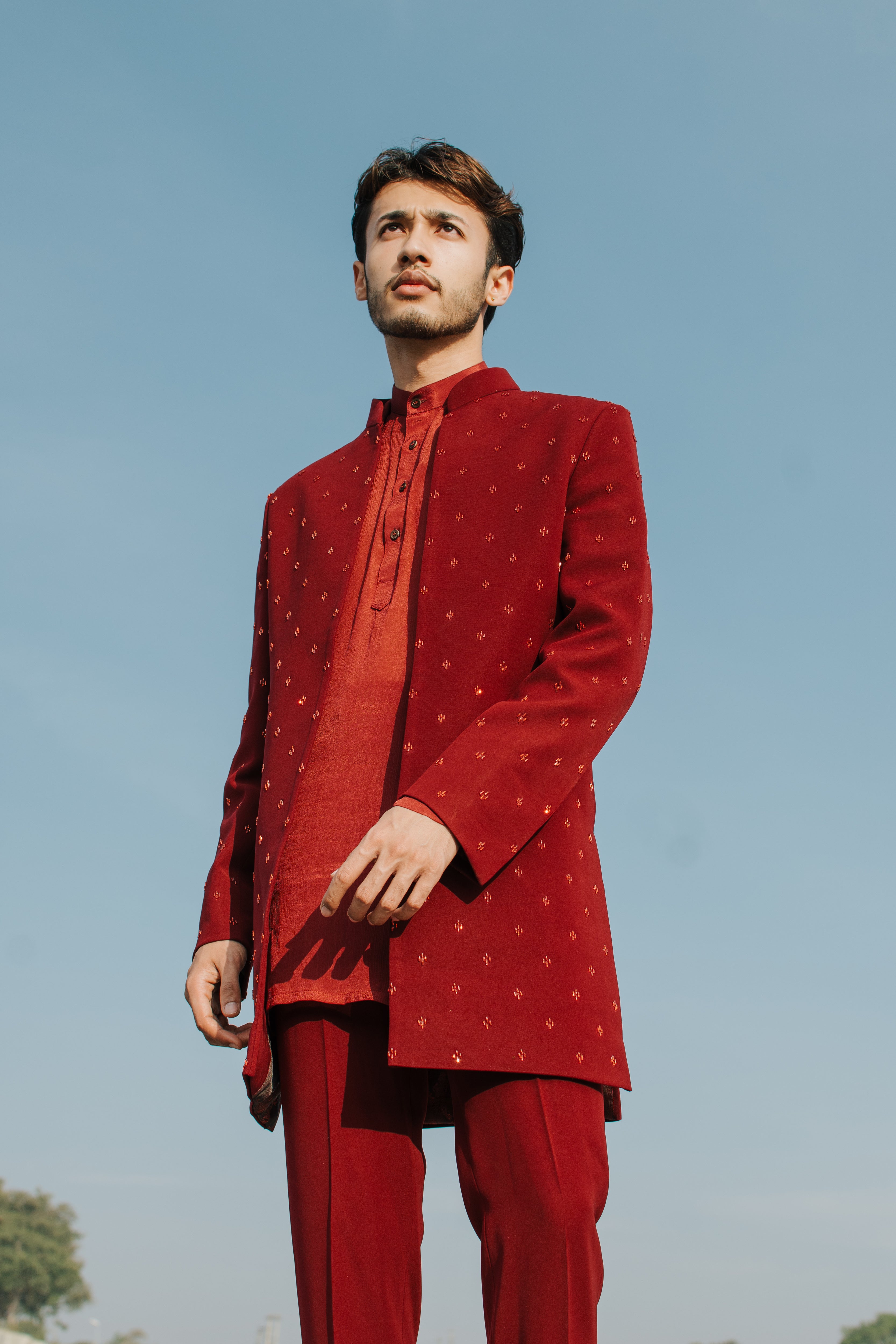 Buy Vastraas Indian Designer Partywear Ethnic Traditional Stylish Red Indo  Western Dress for Men With Free Size Harem. Online in India - Etsy