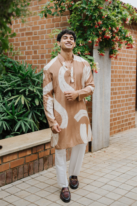 Sand Modern Art Kurta