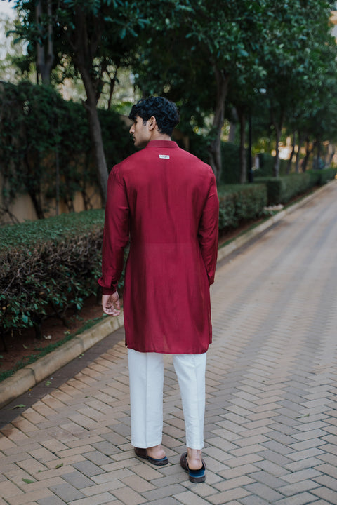 Maroon Vintage Rose Kurta