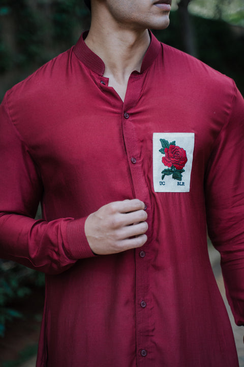 Maroon Vintage Rose Kurta