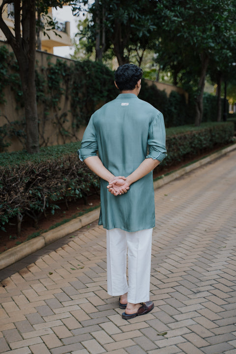 Green Vintage Rose Kurta