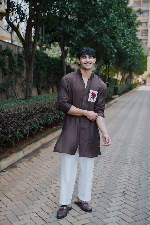 Brown Vintage Rose Kurta