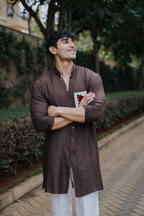 Brown Vintage Rose Kurta