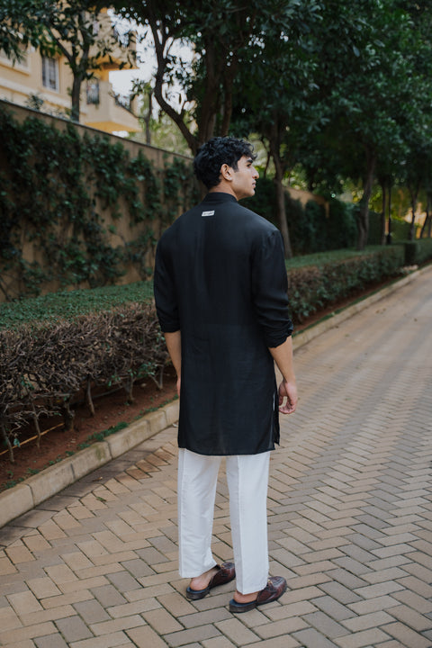 Black Vintage Rose Kurta