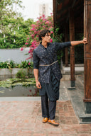 Imperial Blue Jashn-Drape Kurta