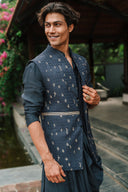 Imperial Blue Jashn-Drape Kurta