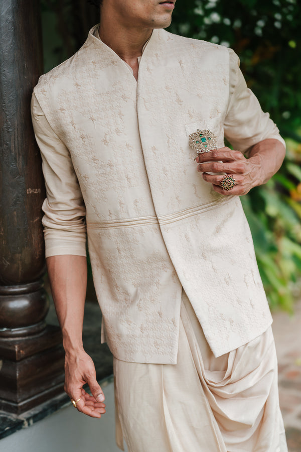 Champagne gold Jashn-Drape Kurta