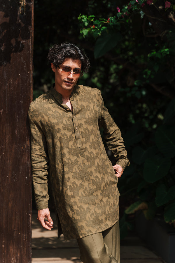 Burnished Olive Furrow Kurta