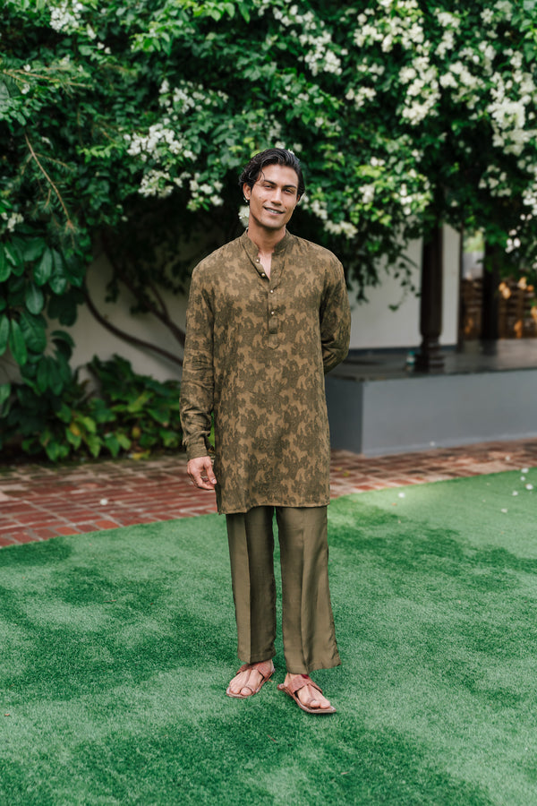 Burnished Olive Furrow Kurta