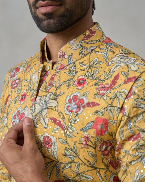 The Yellow Bloomscape Kurta & Bandi