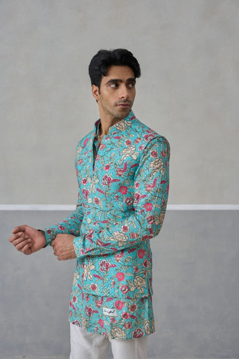 The Aqua Bloomscape Kurta & Bandi