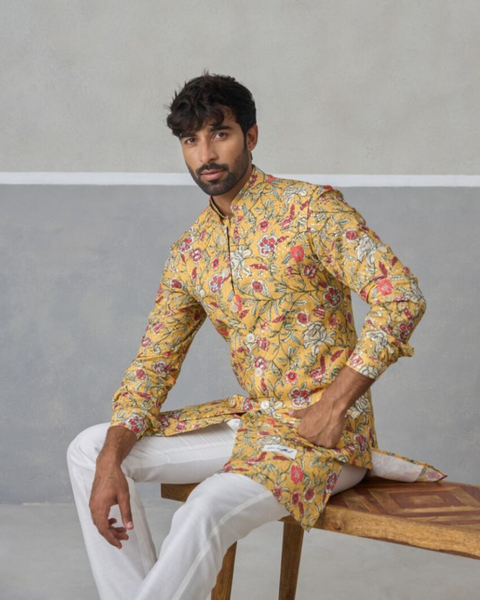 The Yellow Bloomscape Kurta & Bandi