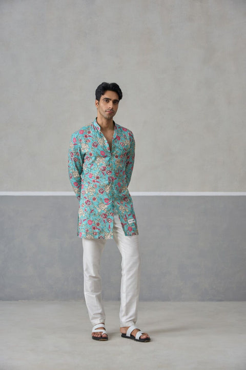 The Aqua Bloomscape Kurta & Bandi