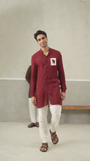 Maroon Vintage Rose Kurta