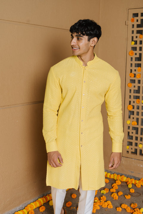 Golden Yellow Kurta and Bandi