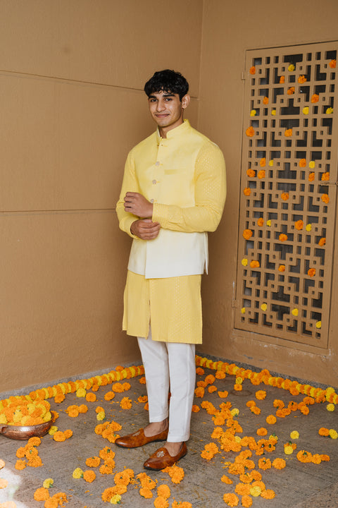 Golden Yellow Kurta and Bandi